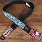 Levy's MRHHT-10 Right Height™ 2-Inch Jacquard Weave Guitar Bass Strap with Blue, White & Black Floral Hootenanny Motif