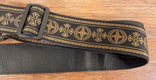 Levy's MGHJ2-001 2" Jacquard Guitar Strap Black Gold