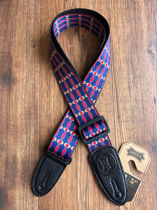 Levy's MPLL-003 2" Adjustable Prinn Poly Guitar & Bass Strap Blue Red