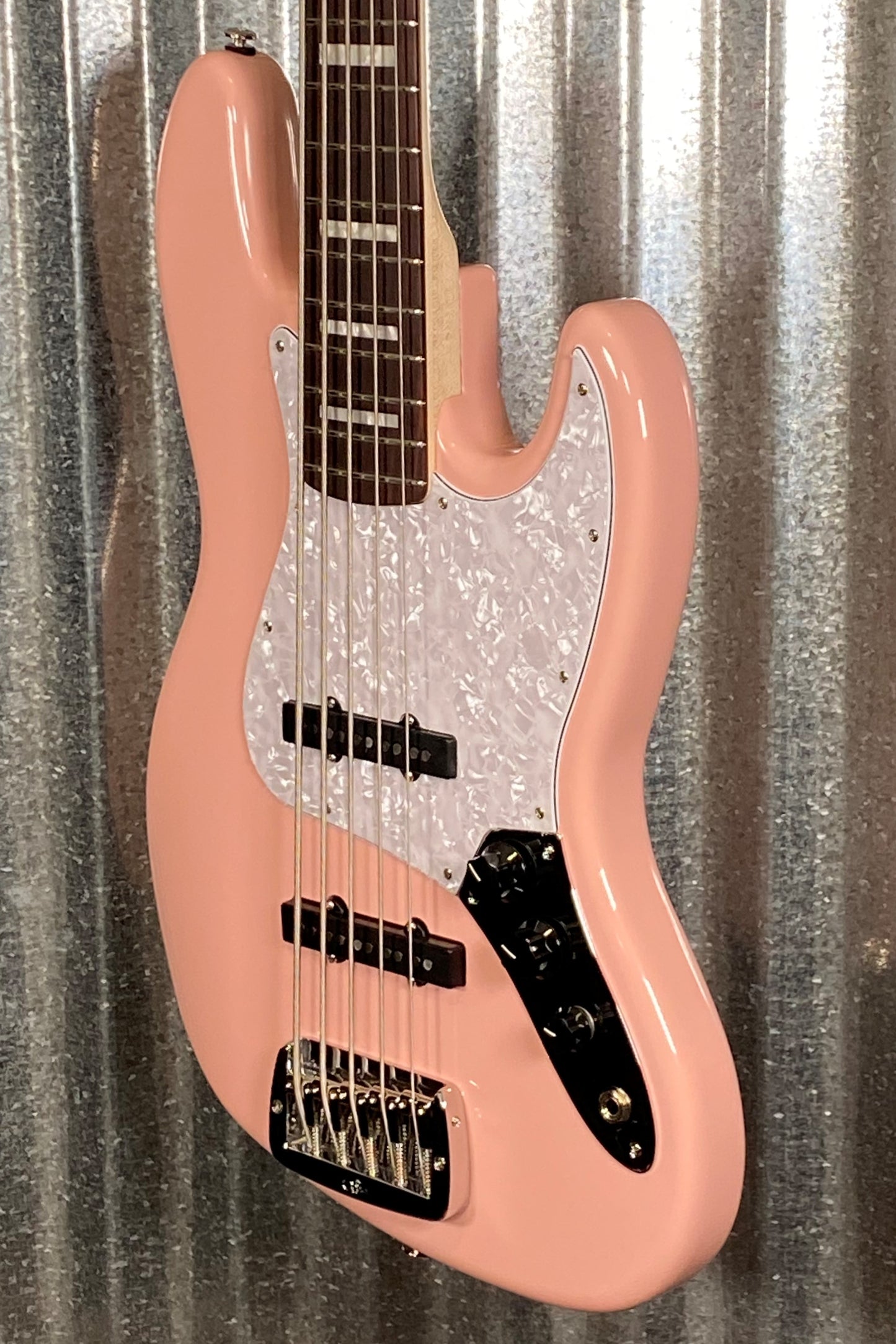G&L USA JB-5 5 String Jazz Bass Shell Pink & Case JB5 #0031