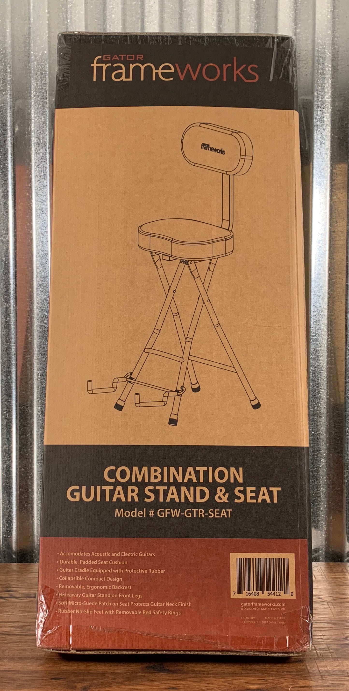 Gator Frameworks GFW-GTR-SEAT Combination Guitar Performance Seat & Guitar Stand Black