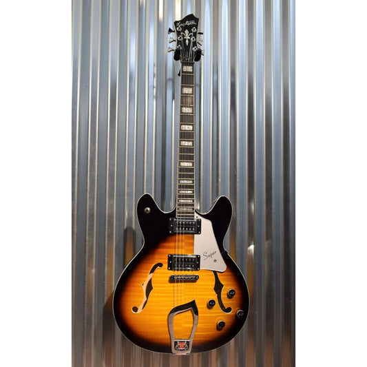 Hagstrom Super VIking SUVIK-TSB Tobacco Sunburst Flame Top Semi-Hollow Guitar #0410