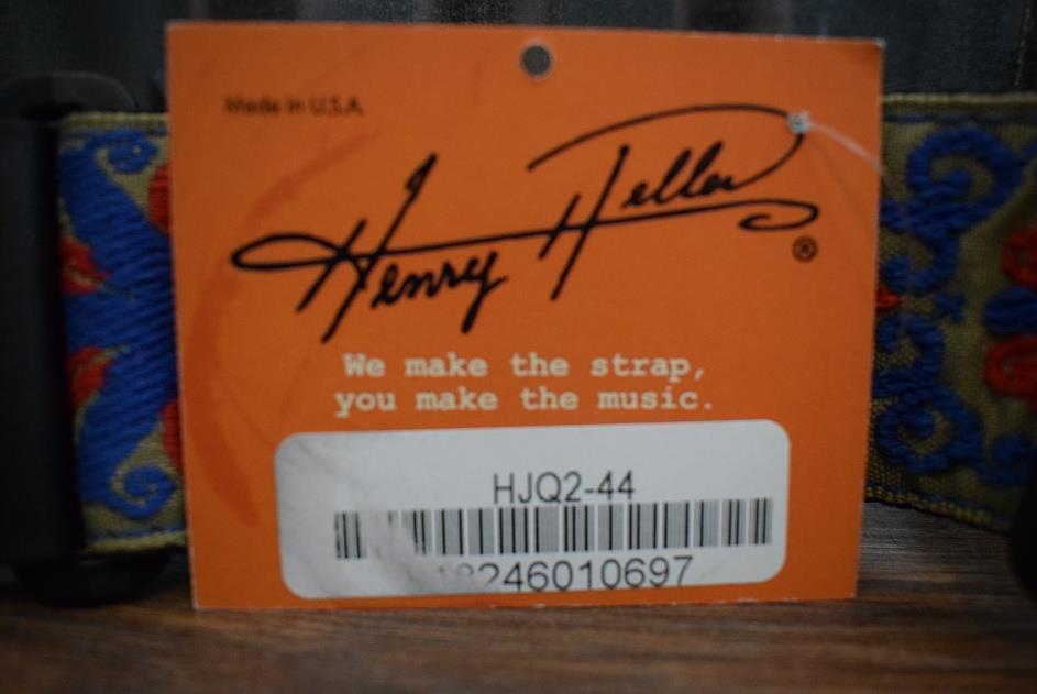 Henry Heller HJQ2-44 2" Jacquard Webbing Tan with Blue Spinner Guitar Strap