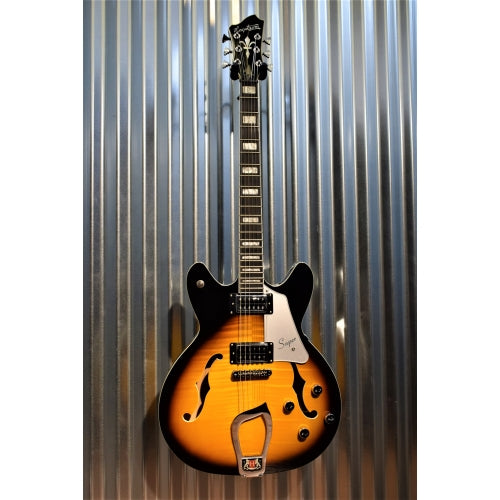 Hagstrom Super VIking SUVIK-TSB Tobacco Sunburst Flame Top Semi-Hollow Guitar & Case #0270