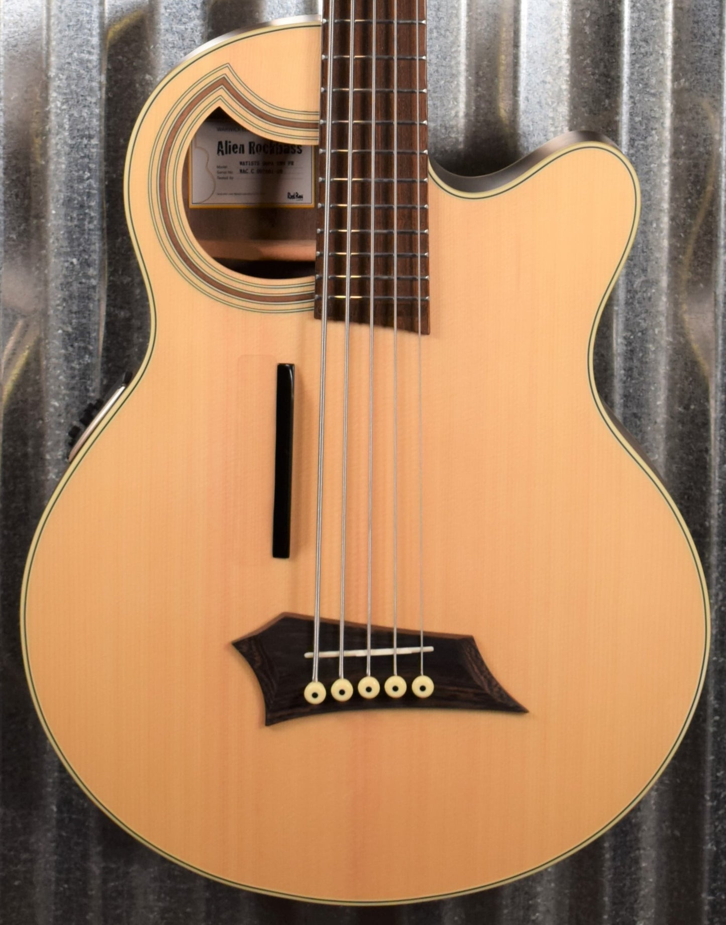 Warwick Rockbass Alien Deluxe Thinline 5 String Acoustic Electric Natural Bass & Bag #6120