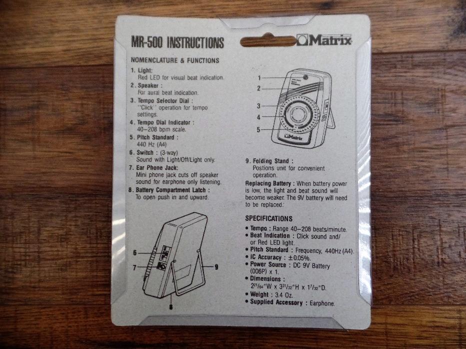 Matrix MR-500 Quartz Metronome Pocket Size