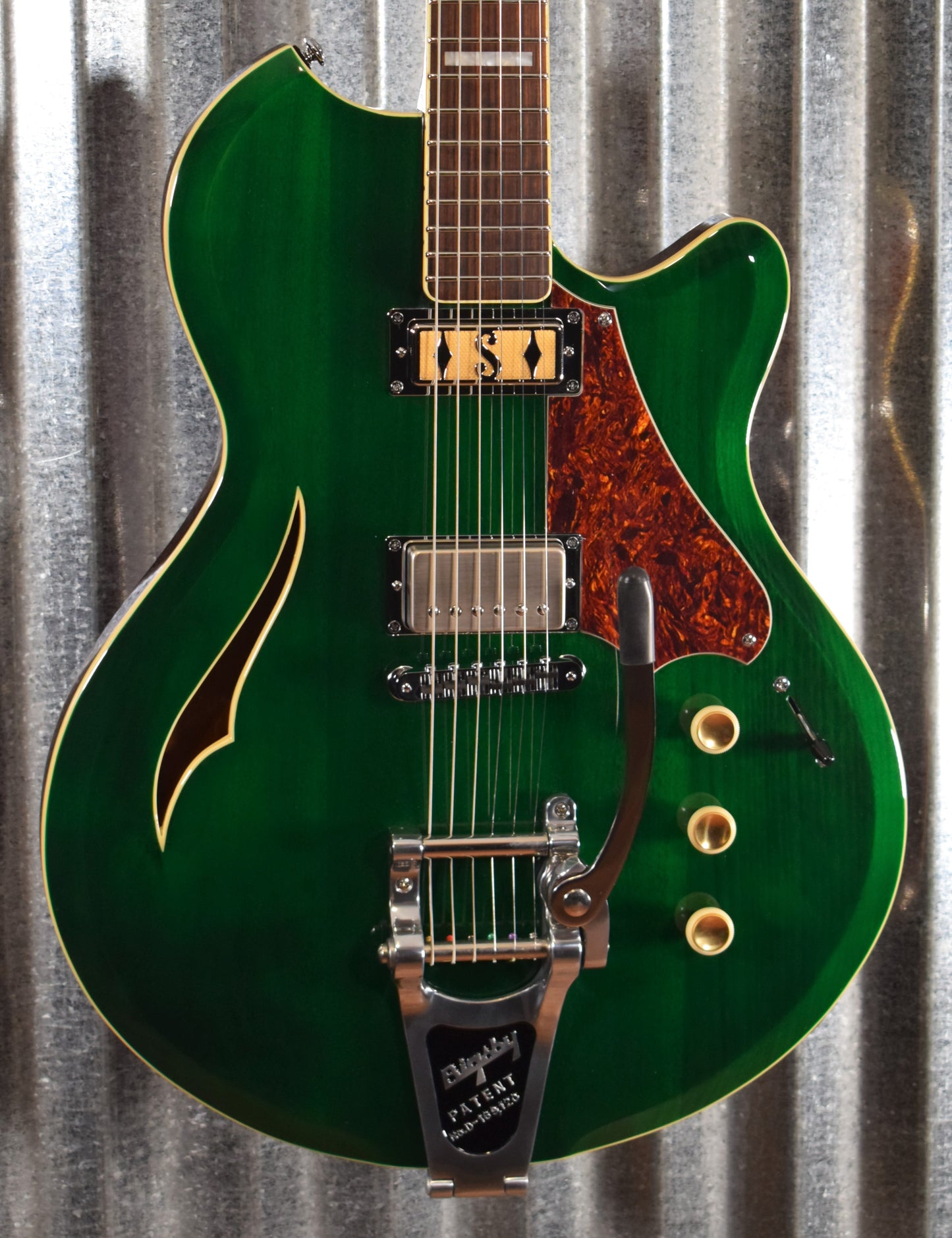 Supro USA 2054BGB7 Conquistador Trans British Green Racing Semi Hollow Guitar & Case Demo #0115