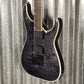 ESP LTD MH-1000 Evertune Flame Top See Through Black EMG Guitar #0789 B Stock