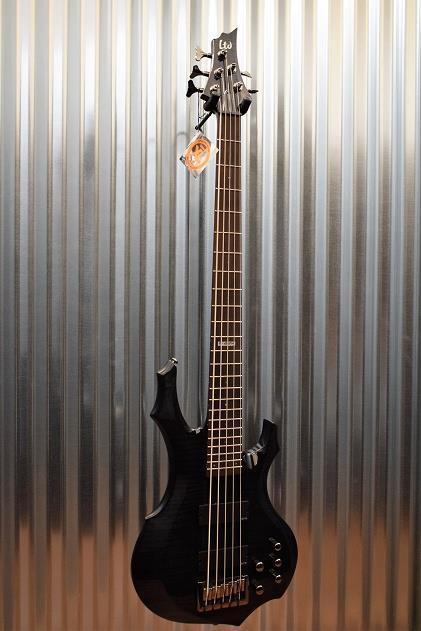 ESP LTD F-415FM 5 String Bass Flame Top Transparent Black EMG 40DC Pickups #1200