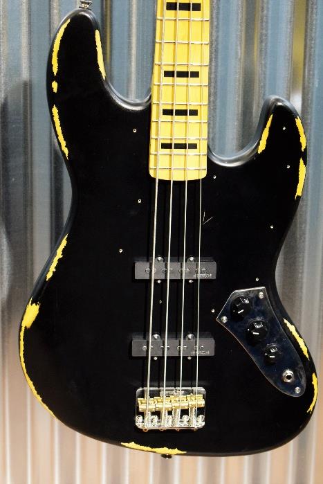 Vintage Guitars Icon VJ74MRBK Relic Black 4 String Jazz Bass & Case #091