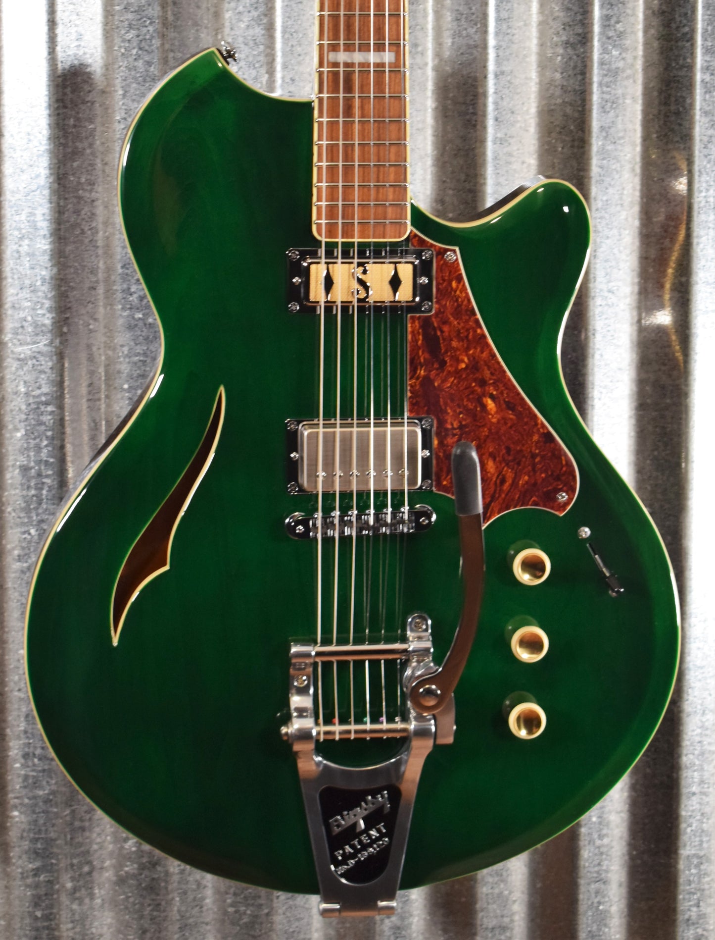 Supro USA 2054BGB7 Conquistador Trans British Green Racing Semi Hollow Guitar & Case Demo #0388